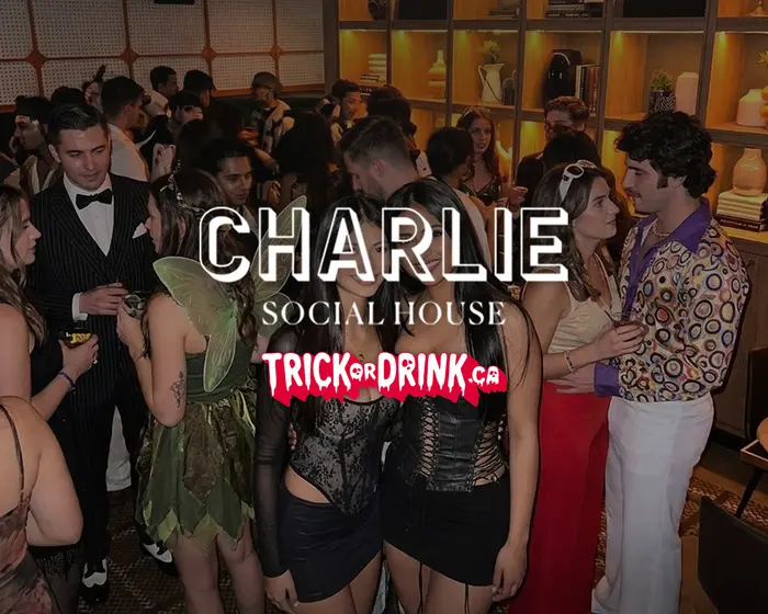 The crowd at Charlie Social House on a Halloween crawl
