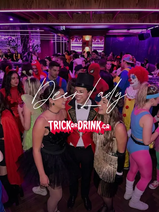 The crowd at Deer Lady on a Halloween crawl