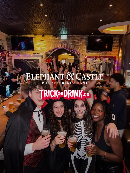 The crowd at Elephant & Castle on a Halloween crawl