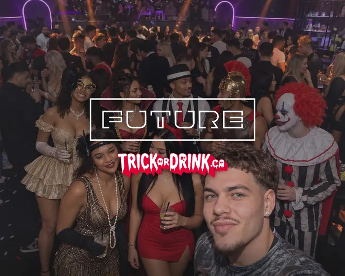 The crowd at Future on a Halloween crawl
