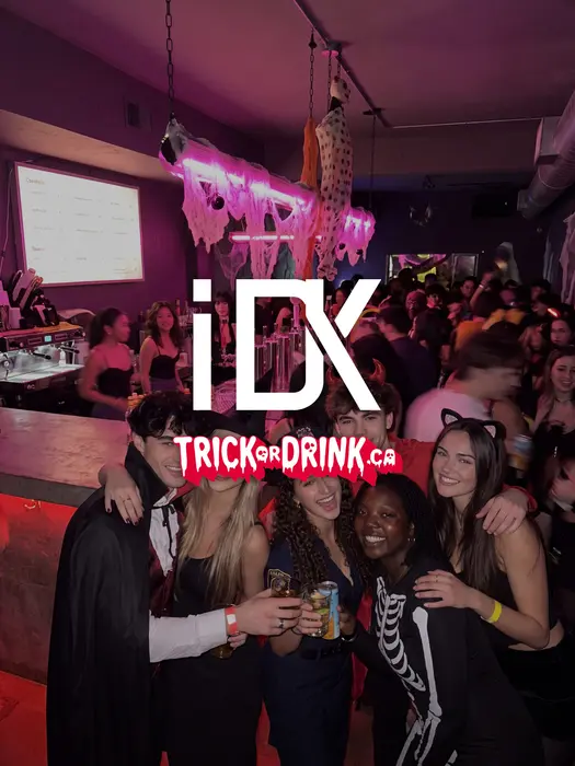 The crowd at IDK Bar on a Halloween crawl