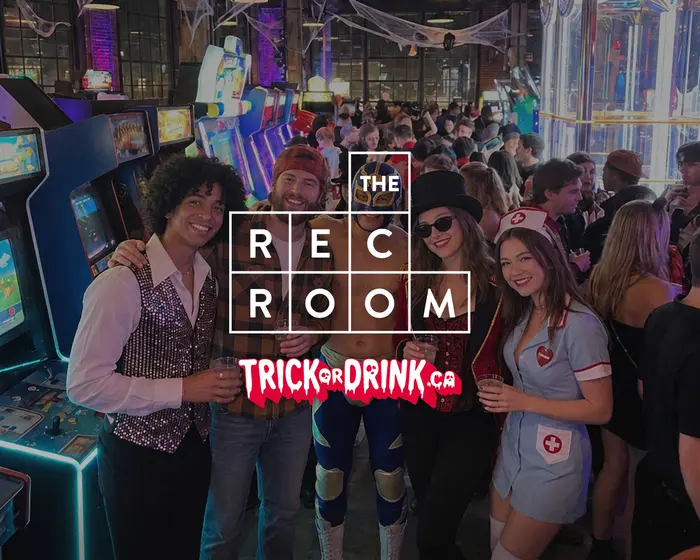 The crowd at Rec Room on a Halloween crawl